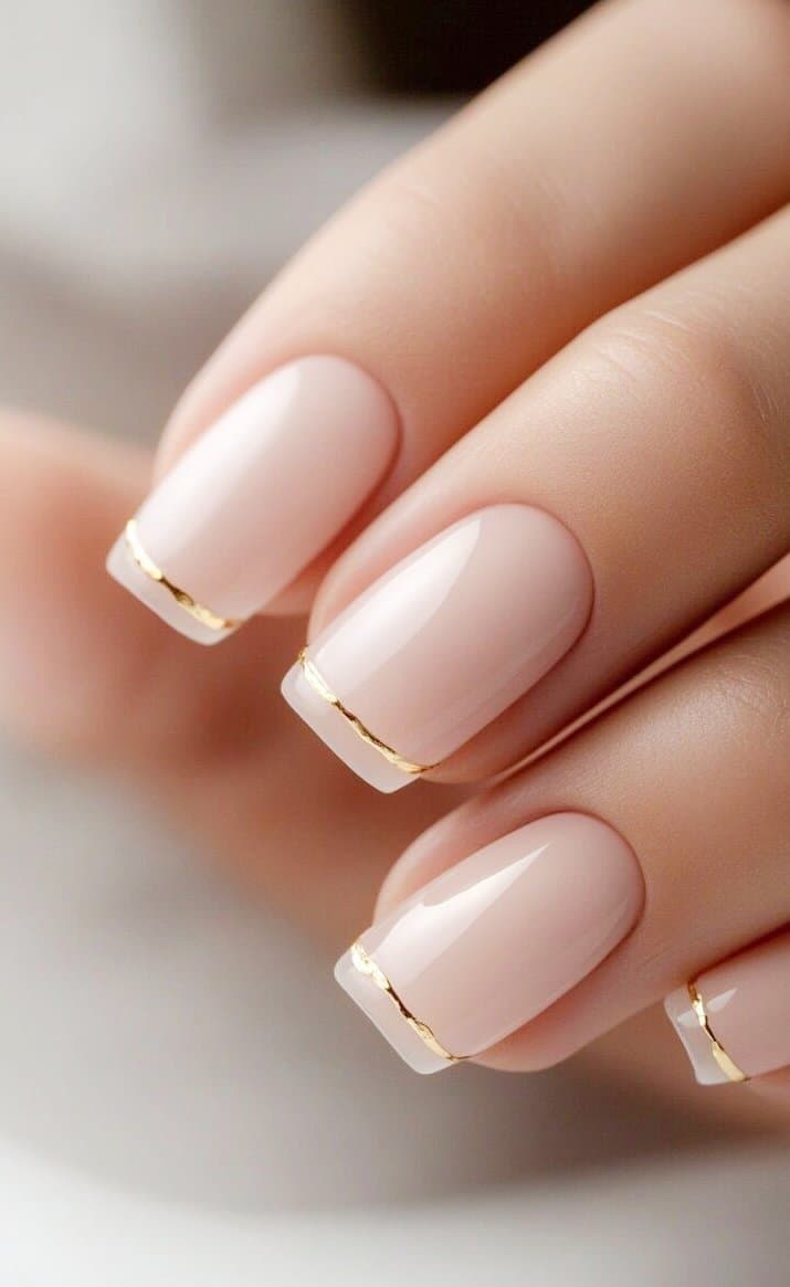 Lovely Nails gold metallic french in North York