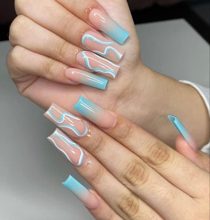 Lovely Nails aqua abstract swirl in North York
